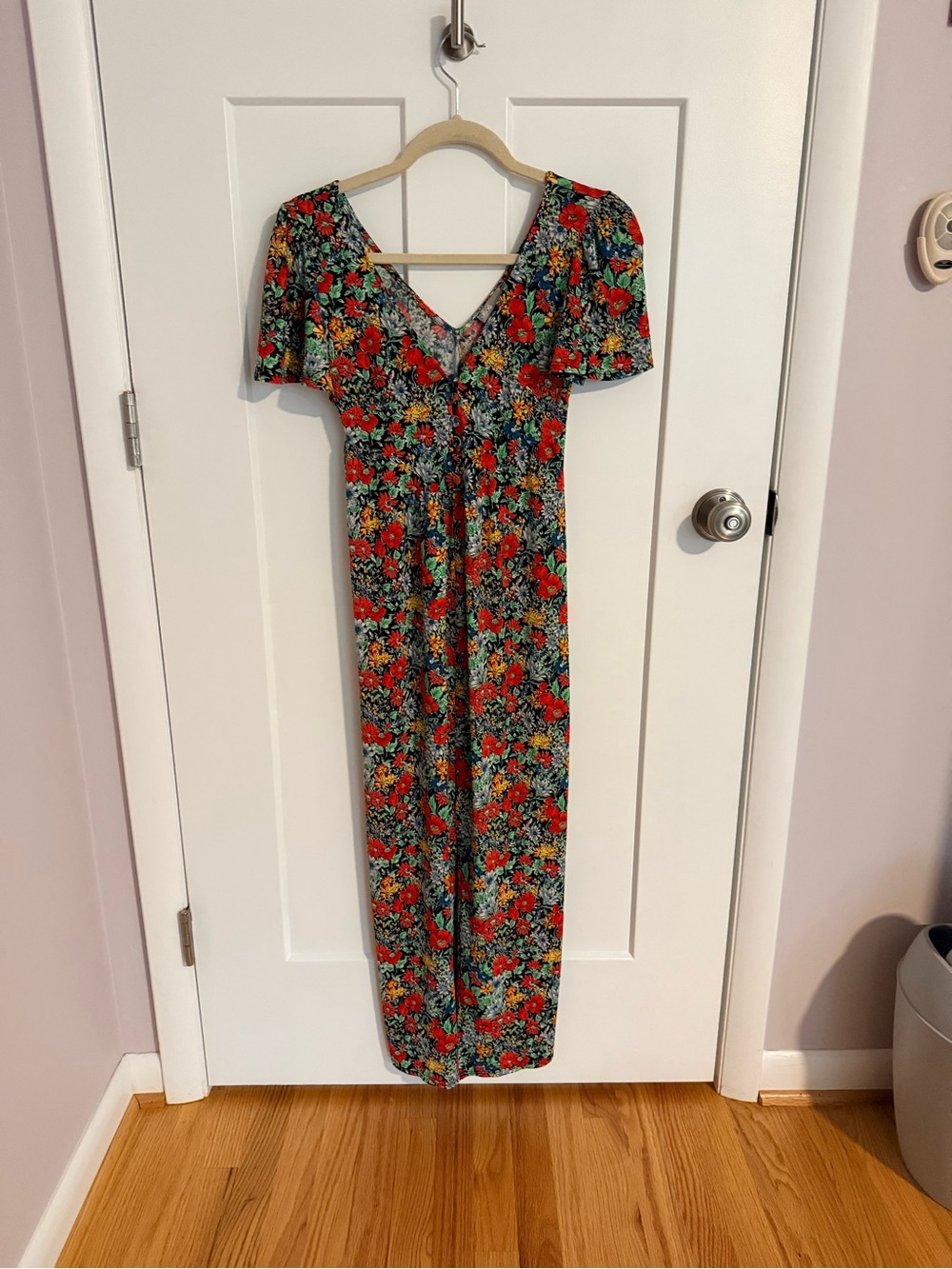 ASOS Floral Maxi Dress in Red and Green